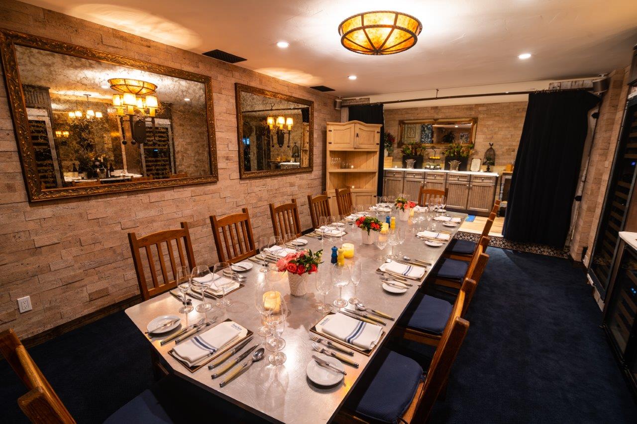 Cork Room dining room and set table